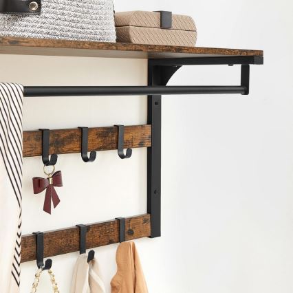 Wandgarderobe mit Ablage NATE, Braun/Schwarz