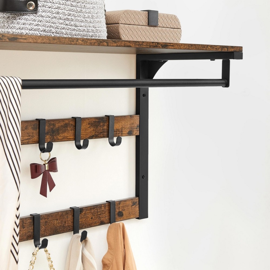 Wandgarderobe mit Ablage NATE, Braun/Schwarz