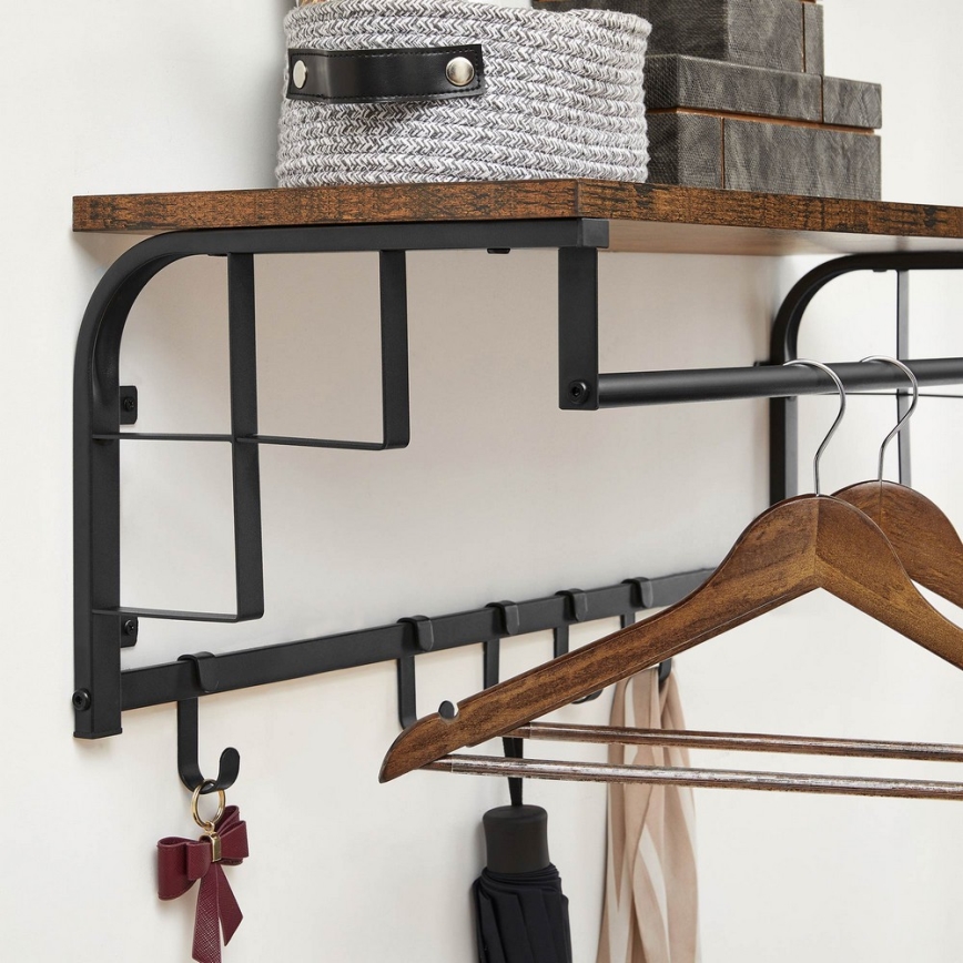 Wandgarderobe mit Ablage NATE Braun/Schwarz