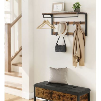 Wandgarderobe mit Ablage NATE Braun/Schwarz