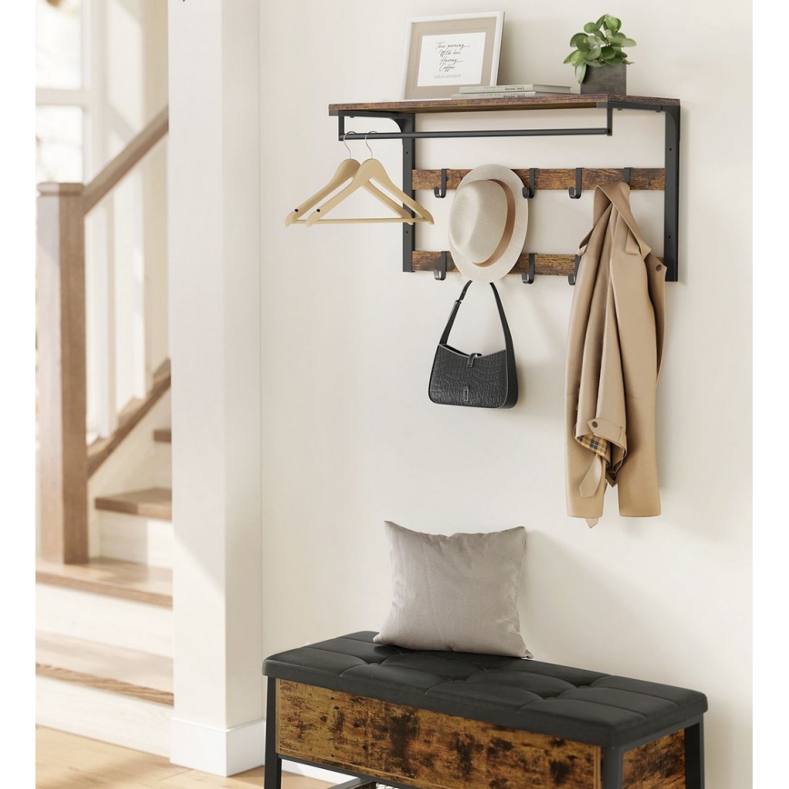 Wandgarderobe mit Ablage NATE Braun/Schwarz