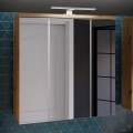 Wandhängender Badezimmerschrank mit Spiegel VENOM, Weiß/Artisan-Eiche