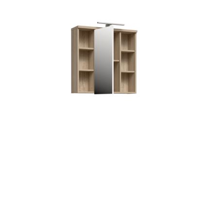 Wandhängender Badezimmerschrank mit Spiegel VENOM weiß/Sonoma-Eiche