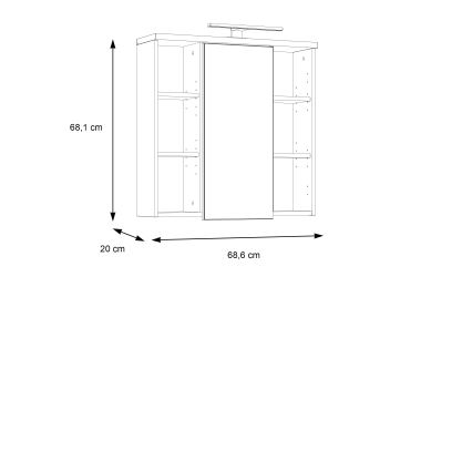 Wandhängender Badezimmerschrank mit Spiegel VENOM weiß/Sonoma-Eiche