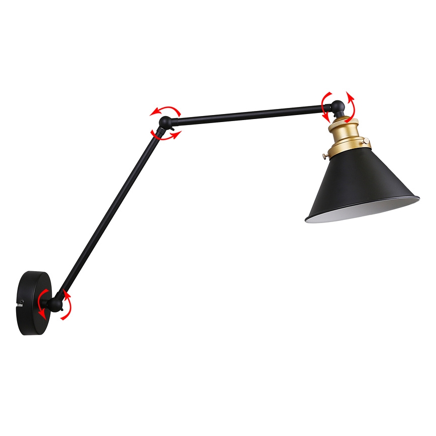 Wandlämpchen FUNDO 1xE27/40W/230V schwarz/gold