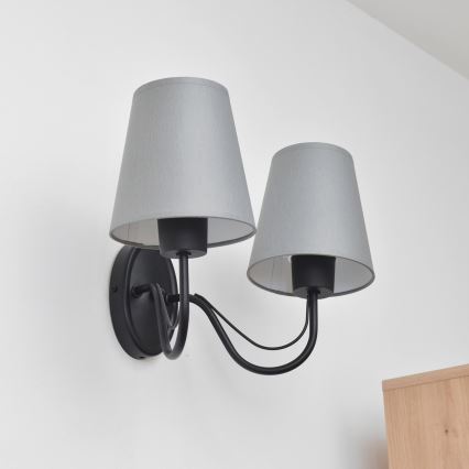 Wandleuchte MALBO 2x E27/15 W/230 V grau/schwarz
