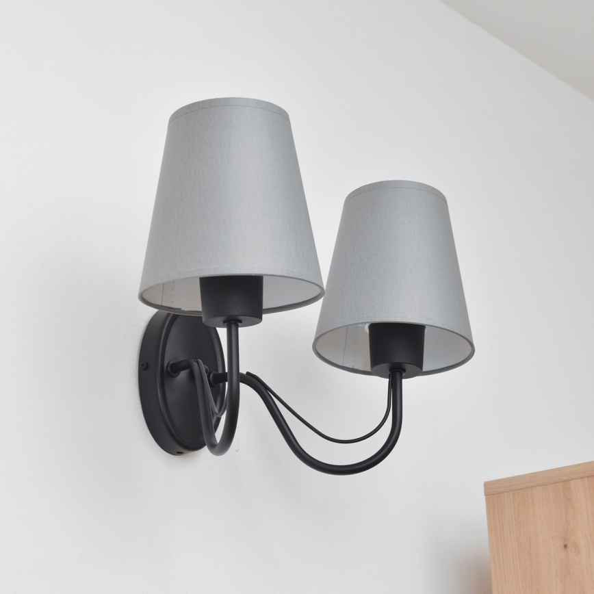 Wandleuchte MALBO 2x E27/15 W/230 V grau/schwarz