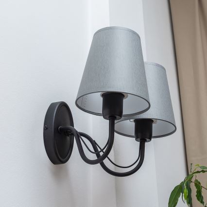 Wandleuchte MALBO 2x E27/15 W/230 V grau/schwarz