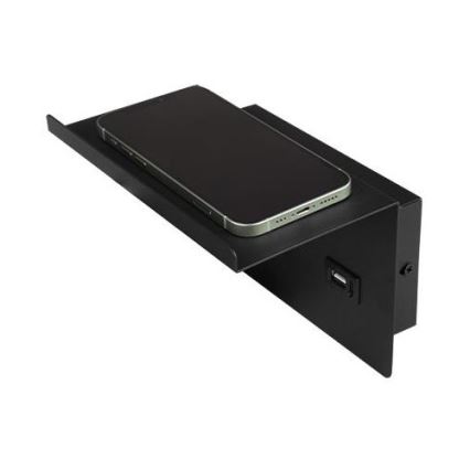 Wandleuchte mit Spot, Ablage und USB-Ladeanschluss 1xG9/35W/230V schwarz/gold