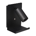 Wandleuchte mit Spot, Ablage und USB-Ladeanschluss 1xGU10/35W/230V schwarz