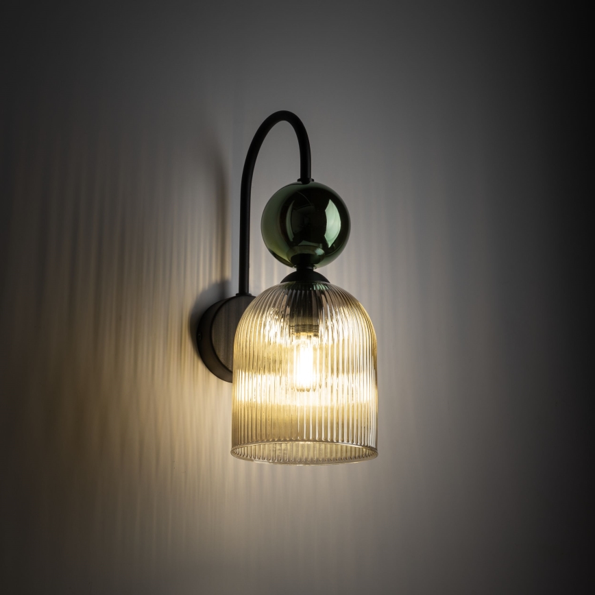 Wandleuchte SOPHIA 1xE14/10W/230V schwarz/grün/rauchiges Beige
