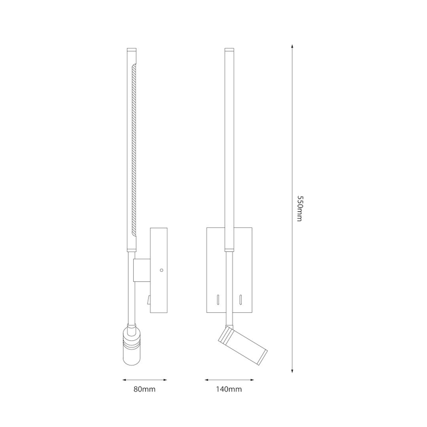 Wandleuchte TORCH LED/6W/230V + LED/3W schwarz