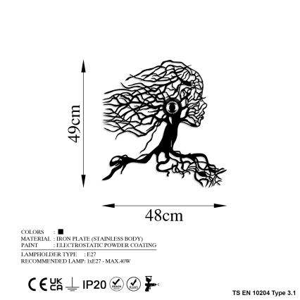 Wandleuchte TREE WOMAN 1xE27/40W/230V schwarz