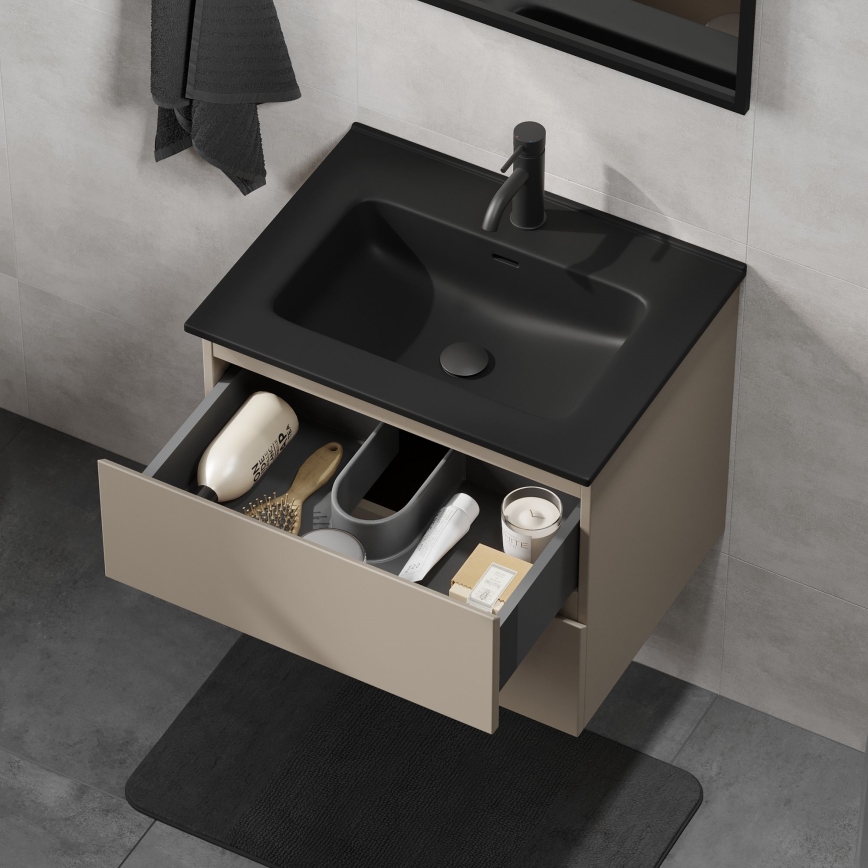 Waschtischunterschrank CONOR mit Waschbecken, 61 cm, Marakesh/Schwarz