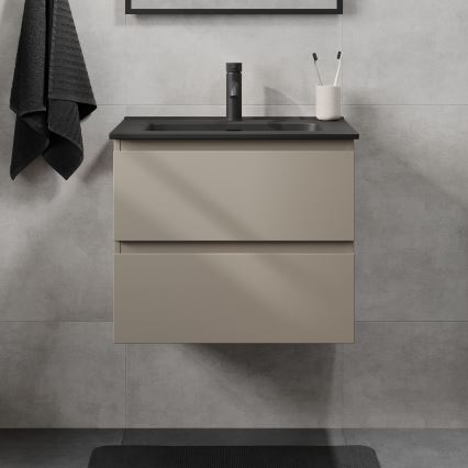 Waschtischunterschrank CONOR mit Waschbecken, 61 cm, Marakesh/Schwarz