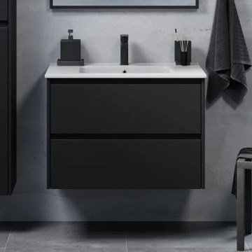 Waschtischunterschrank LYKE 80 cm mit Waschbecken, schwarz