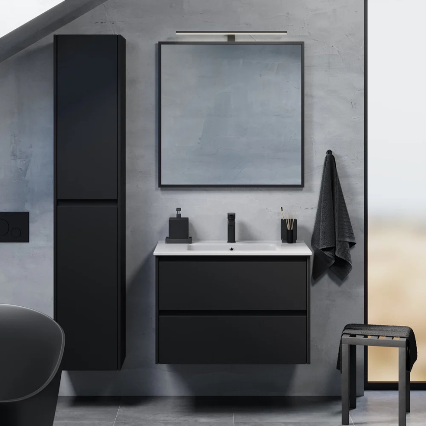Waschtischunterschrank LYKE 80 cm mit Waschbecken, schwarz