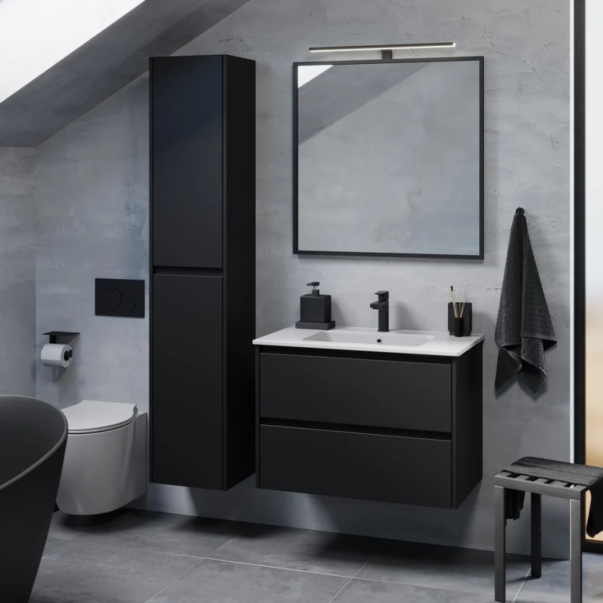 Waschtischunterschrank LYKE 80 cm mit Waschbecken, schwarz