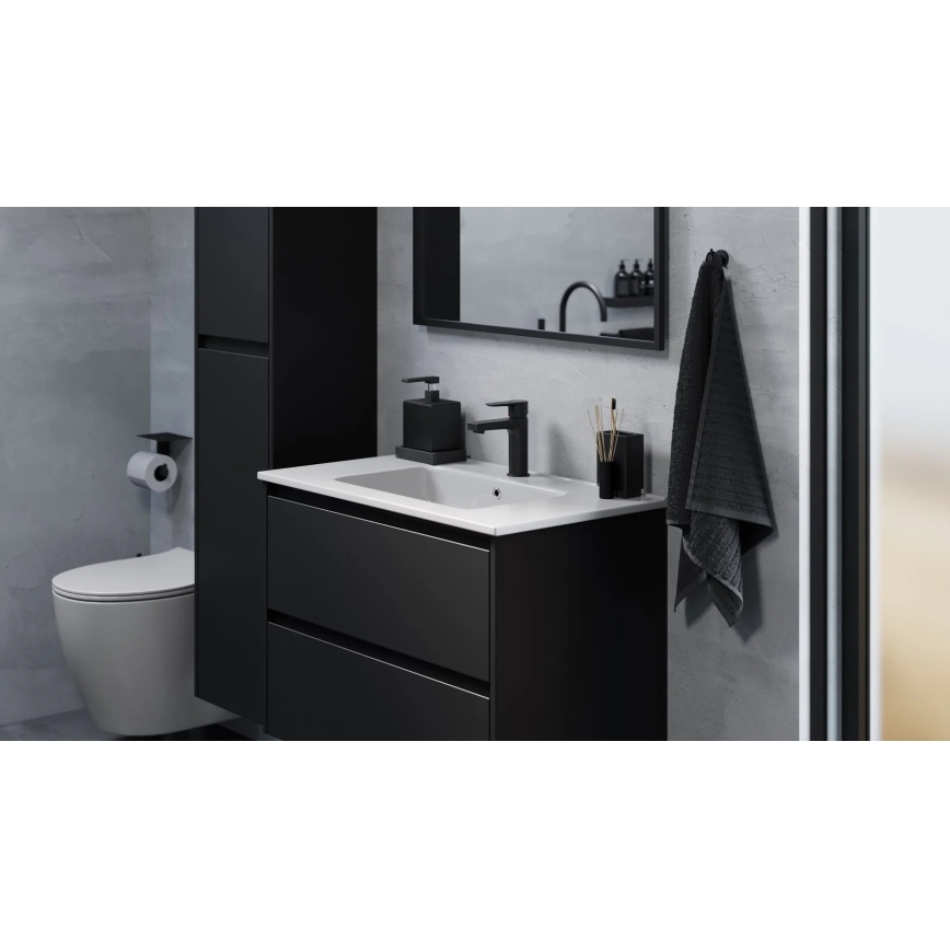 Waschtischunterschrank LYKE 80 cm mit Waschbecken, schwarz