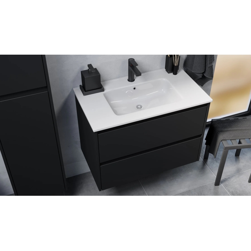 Waschtischunterschrank LYKE 80 cm mit Waschbecken, schwarz