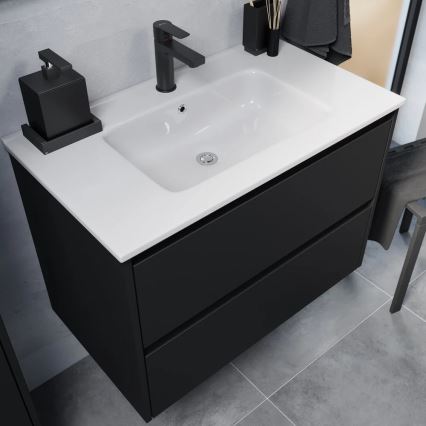 Waschtischunterschrank LYKE 80 cm mit Waschbecken, schwarz