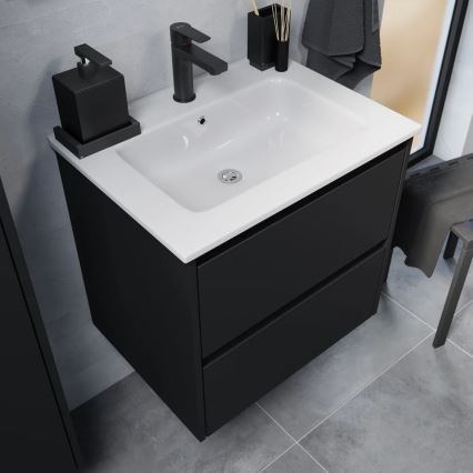 Waschtischunterschrank LYKE mit Waschbecken, 60 cm, schwarz