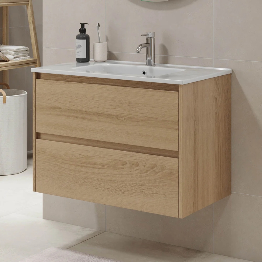 Waschtischunterschrank LYKE mit Waschtisch, 80 cm, Eiche