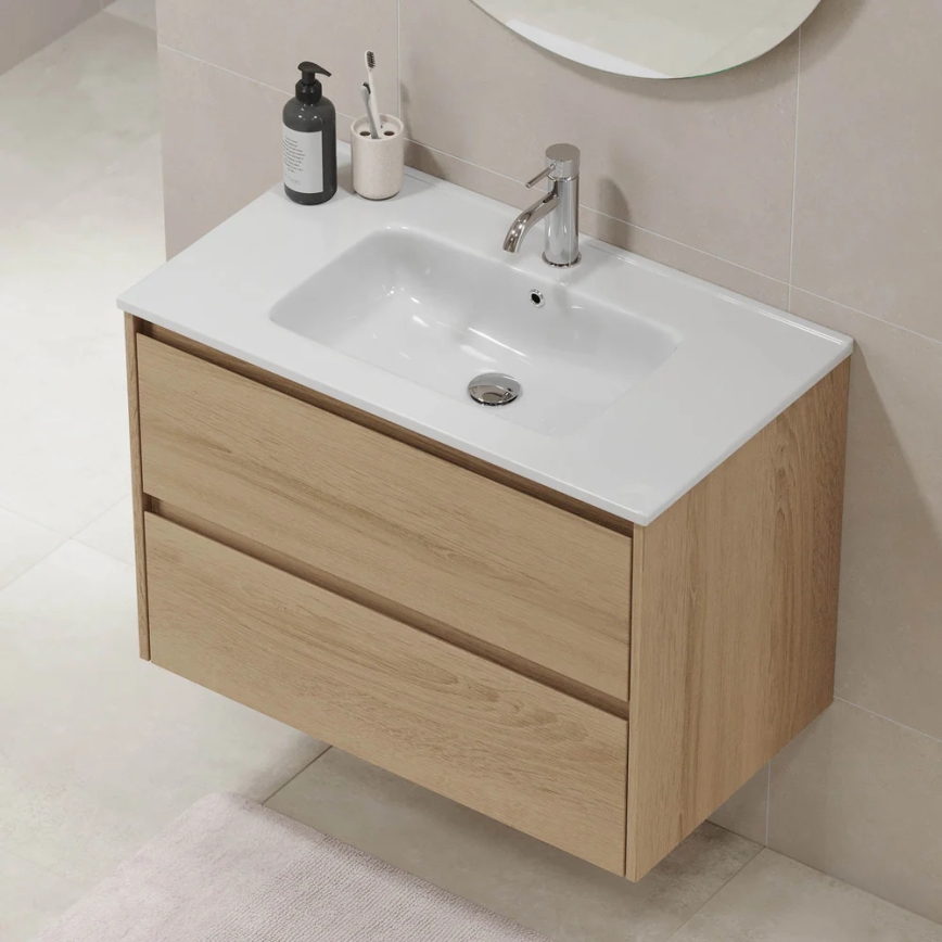 Waschtischunterschrank LYKE mit Waschtisch, 80 cm, Eiche
