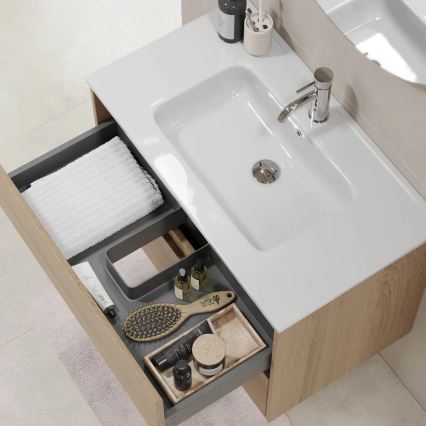 Waschtischunterschrank LYKE mit Waschtisch, 80 cm, Eiche