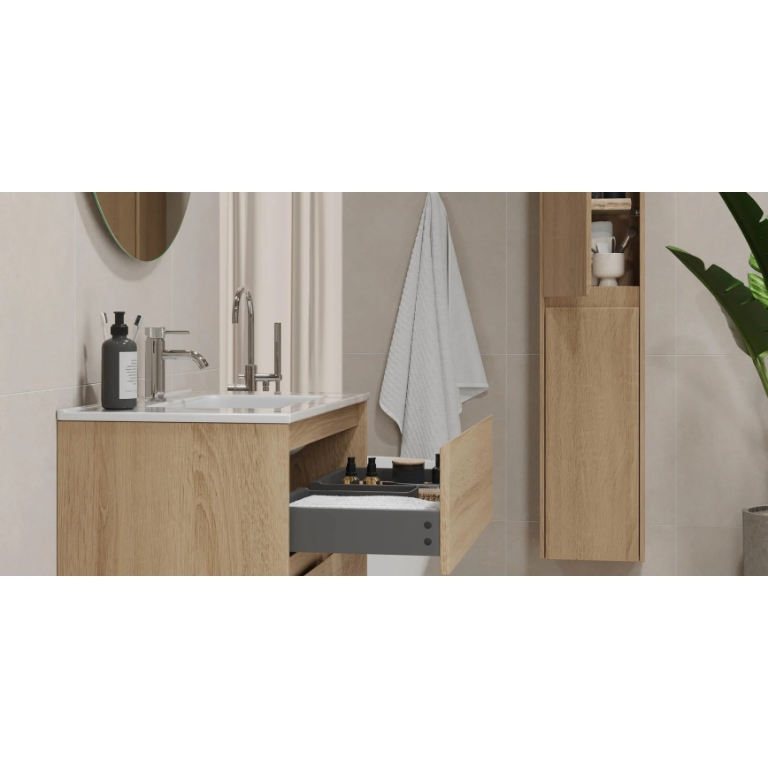 Waschtischunterschrank LYKE mit Waschtisch, 80 cm, Eiche