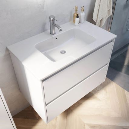 Waschtischunterschrank mit Waschbecken LYKE, 80 cm, weiß