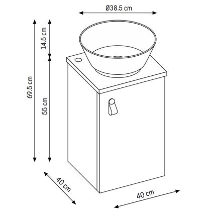 Waschtischunterschrank mit Waschbecken TAARNHOLM, grau