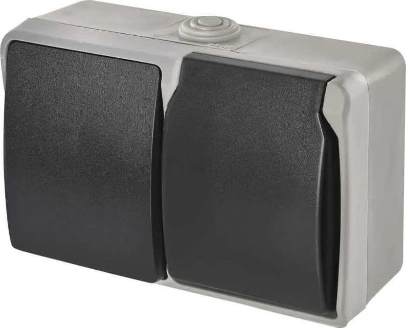 Wechselschalter Nr. 6 mit Steckdose 250V/16A IP44 grau