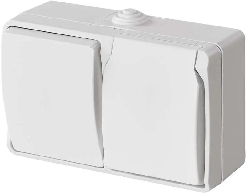Wechselschalter Nr. 6 mit Steckdose 250V/16A IP44 Weiß