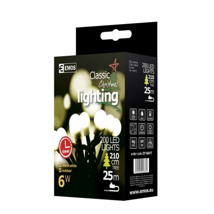 Emos ZY1601T - Weihnachtliche Lichterkette IP44 20m 200xLED