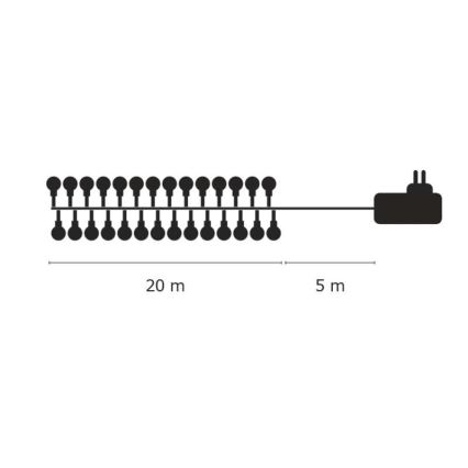 Emos ZY1601T - Weihnachtliche Lichterkette IP44 20m 200xLED