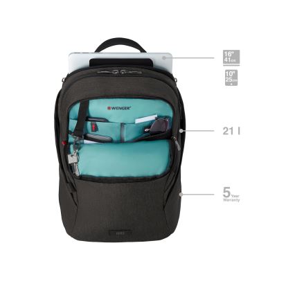 Wenger - Rucksack für Notebook 21 l 16 mit Tasche für Tablet 10 MX Light Schwarz