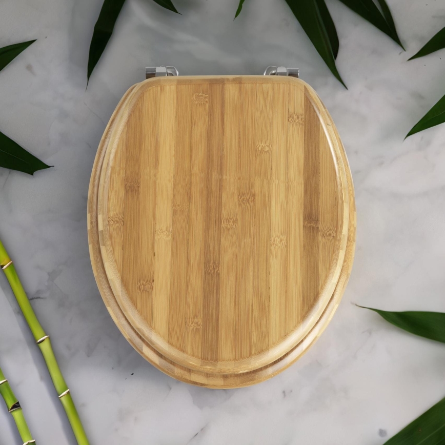 WENKO 144726100 - WC-Sitz BAMBOO 34 x 41 cm braun/silber