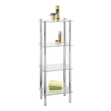 WENKO 15853100 - Regal YAGO 40 x 104 cm Edelstahl/silber/transparent