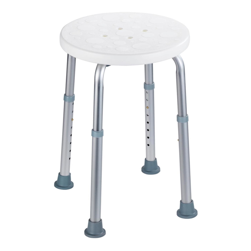WENKO 1792921100-Hocker SECURA 45,5x45,5 cm weiß/silber/grau
