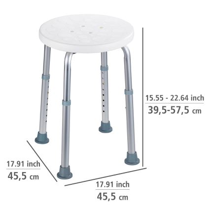 WENKO 1792921100-Hocker SECURA 45,5x45,5 cm weiß/silber/grau