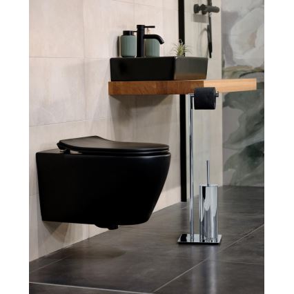 WENKO 18562100 - WC-Bürste RECCO 20 x 71,5 cm, glänzender Chrom