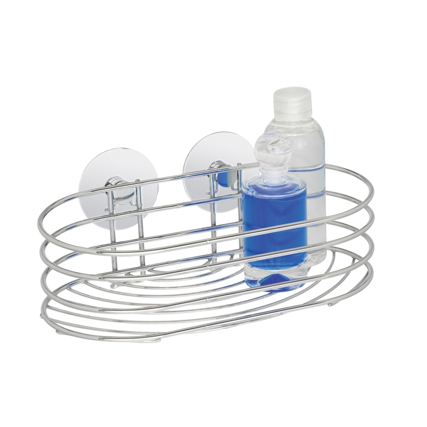 WENKO 18775100-Ablage TURBO-LOC RUND STAHL 23,5x13,5 cm Glanzchrom