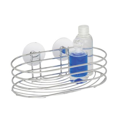 WENKO 18775100 - TURBO-LOC Rundablage, Stahl, 23,5 x 13,5 cm, Glanzchrom