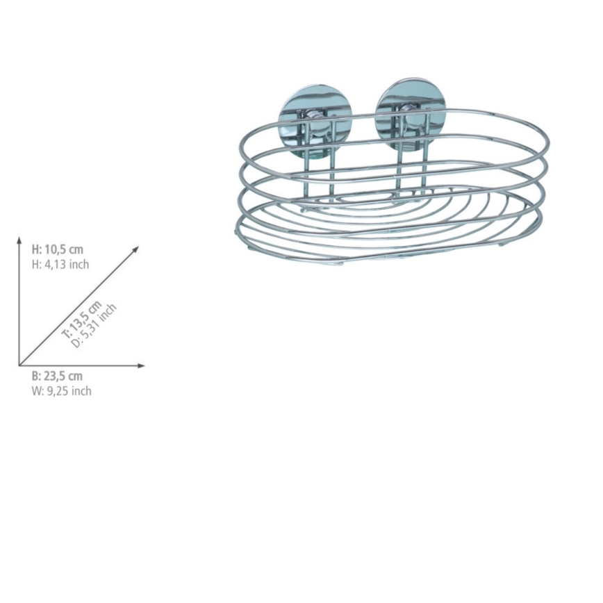 WENKO 18775100 - TURBO-LOC Rundablage, Stahl, 23,5 x 13,5 cm, Glanzchrom