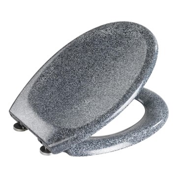 WENKO 18902100-WC-Sitz OTTANA 44,5x37,5 cm Granit/Grau/Silber