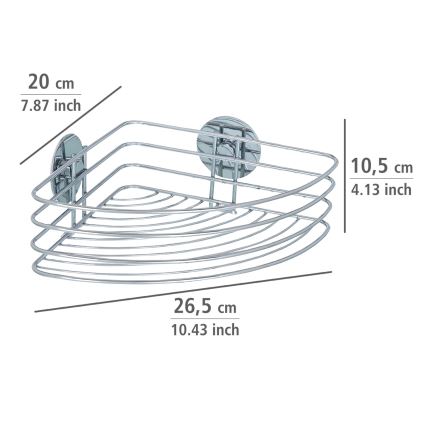 WENKO 18913100 - TURBO-LOC runde Ablage, Stahl, 26,5 x 20 cm, chromglänzend