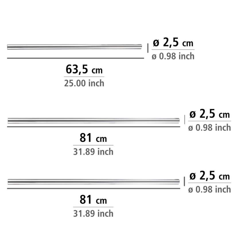 WENKO 19218100 - UNIVERSAL-Stange 2,5x2,5 cm chrom/weiß