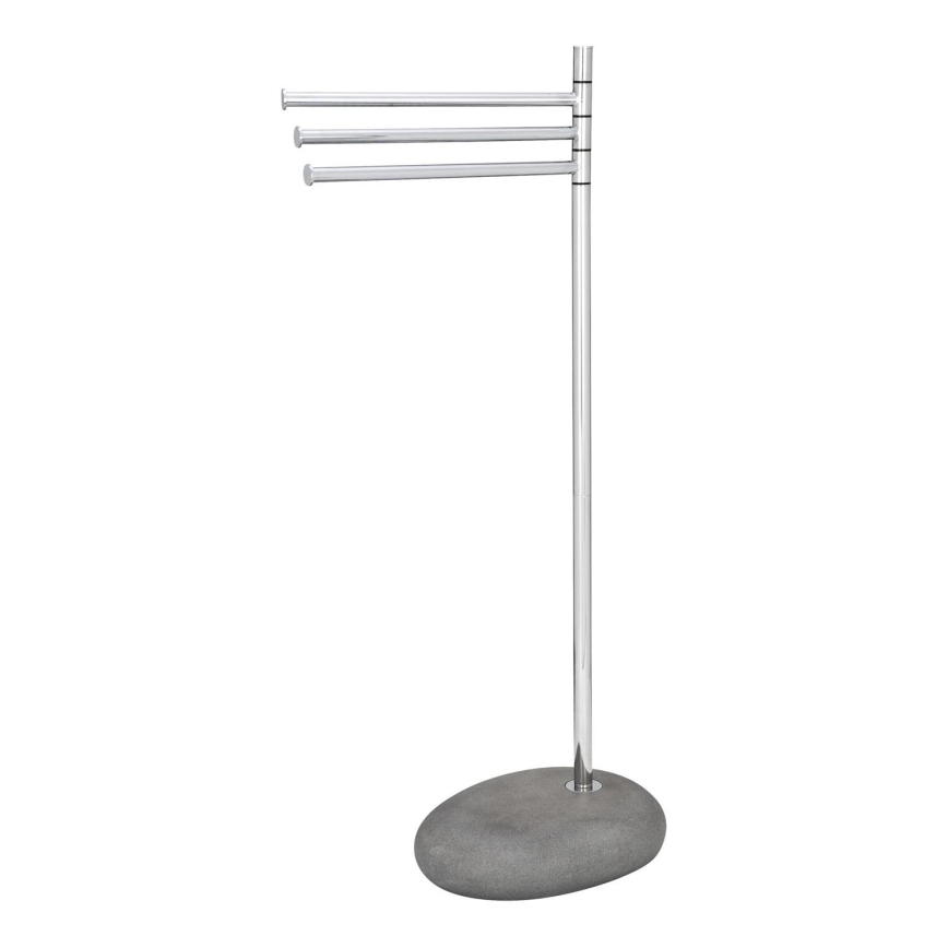 WENKO 19493100 - Handtuchständer PEBBLE STONE 38x84 cm glänzender Chrom/Grau