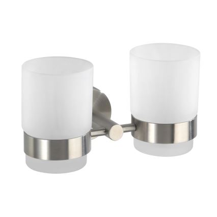 WENKO 19638100 - Zahnbürstenhalter BOSIO MATT 17,5 x 9,5 cm Edelstahl/silber